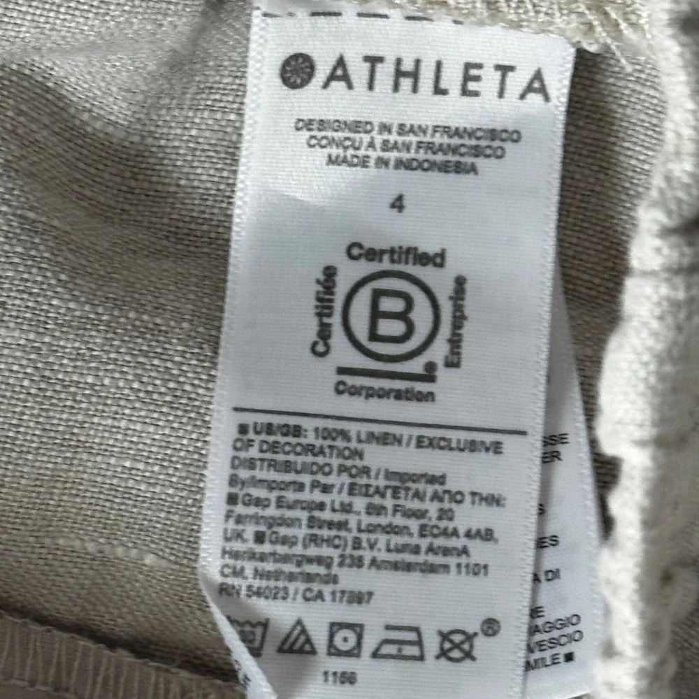 Athleta Women's Voyager 100% Linen High Rise Relaxed Ankle Pants Ivory Size 4 - Picture 6 of 7
